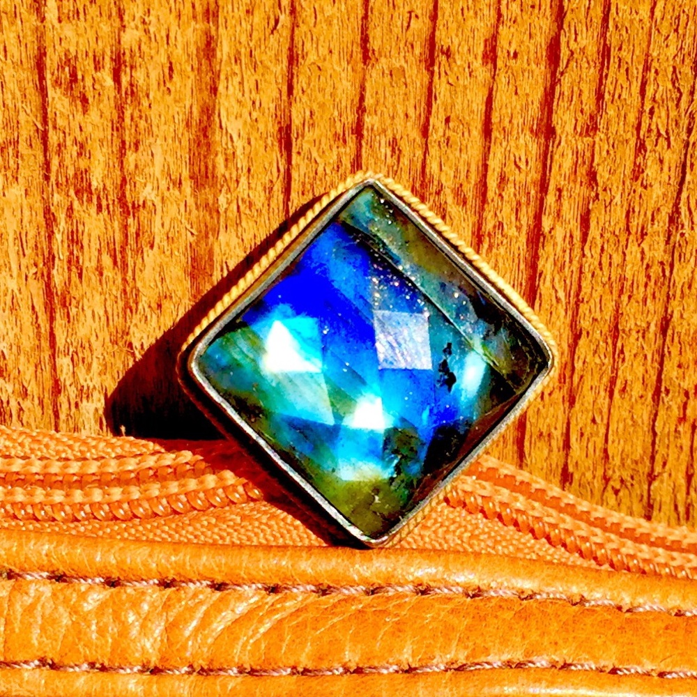 STERLING SILVER 18k GOLD RARE LABRADORITE PENDANT!